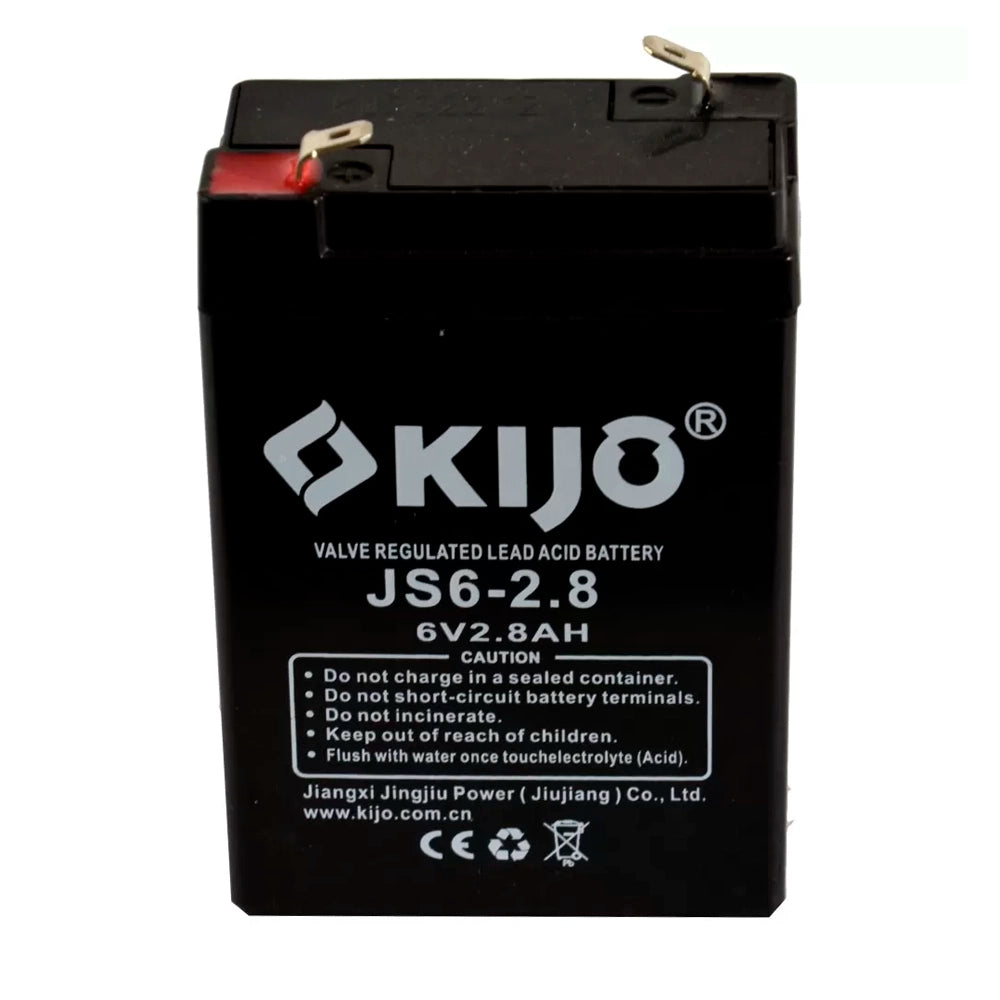 KIJO JS6-2.8AH Bateria 6V-2.8AH Seca AGM para UPS y Paneles Solares 9.7x6.6x3.3cm