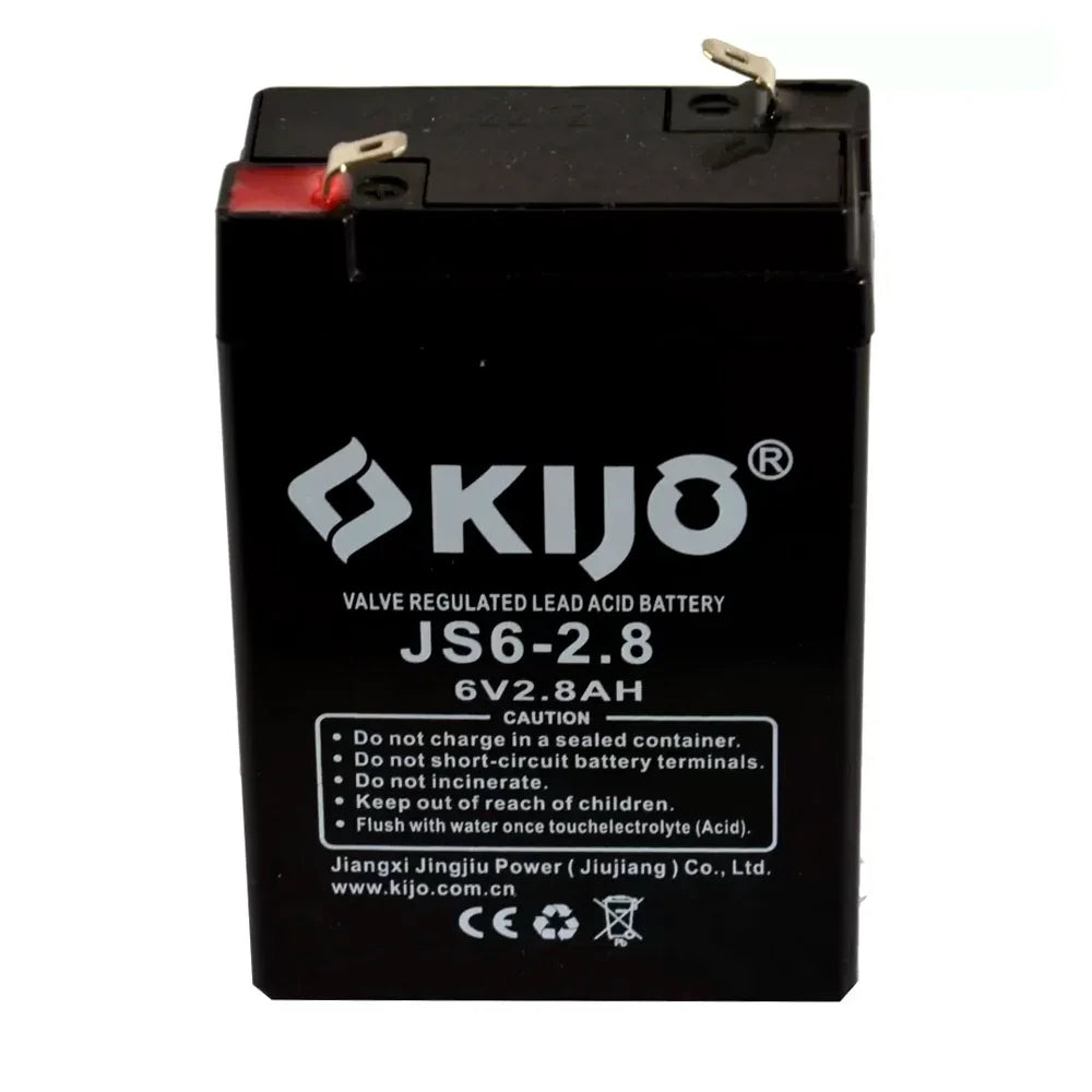KIJO JS6-2.8AH Bateria 6V-2.8AH Seca AGM para UPS y Paneles Solares 9.7x6.6x3.3cm
