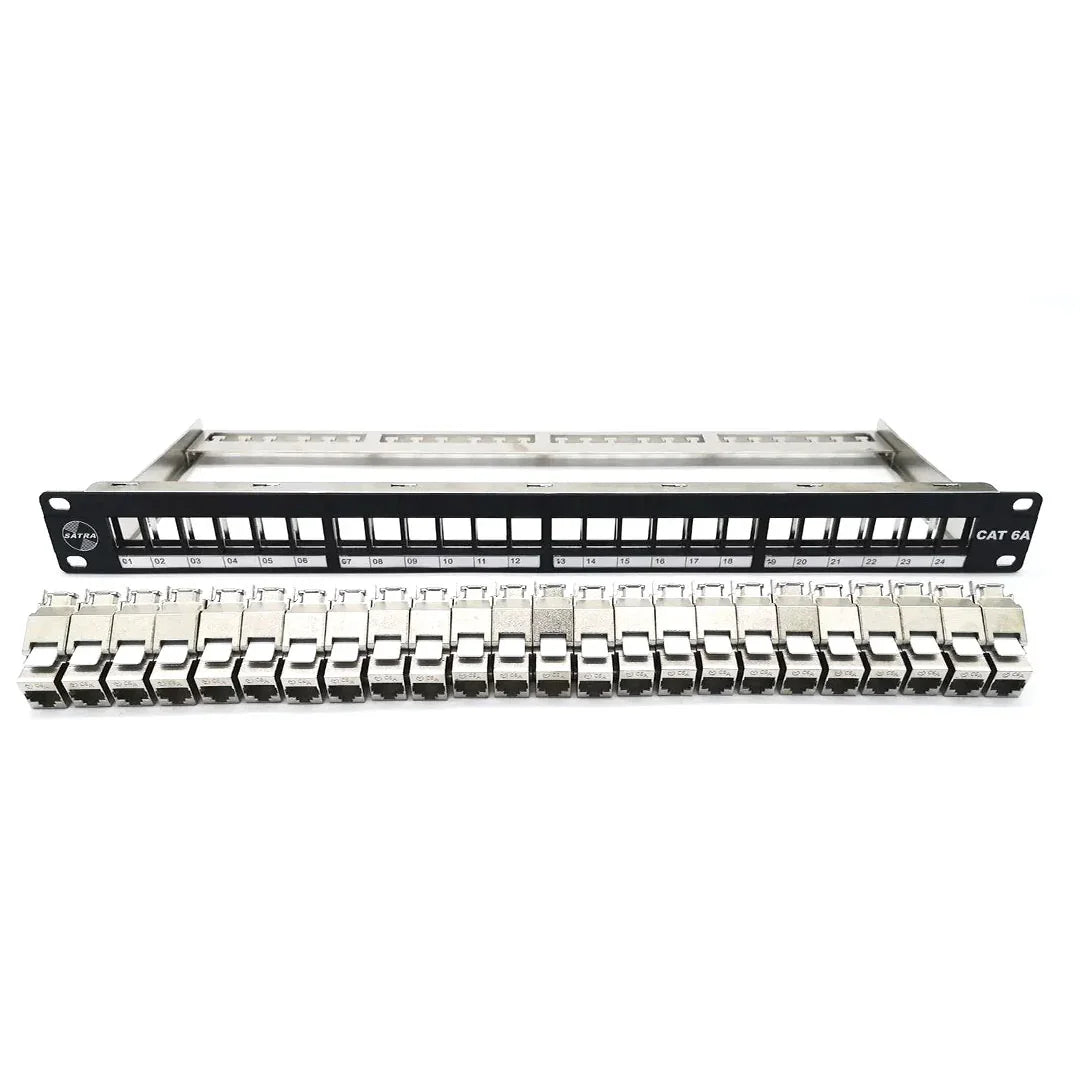 SATRA 0103022499 Patch Panel Cat6A 24 Puertos Blindado con Jack
