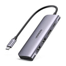 Adaptador UGREEN CM195 15214 Revodok 7 em 1 USB-C HUB, fornecimento de energia USB de 95 W, HDMI 4K a 30 Hz