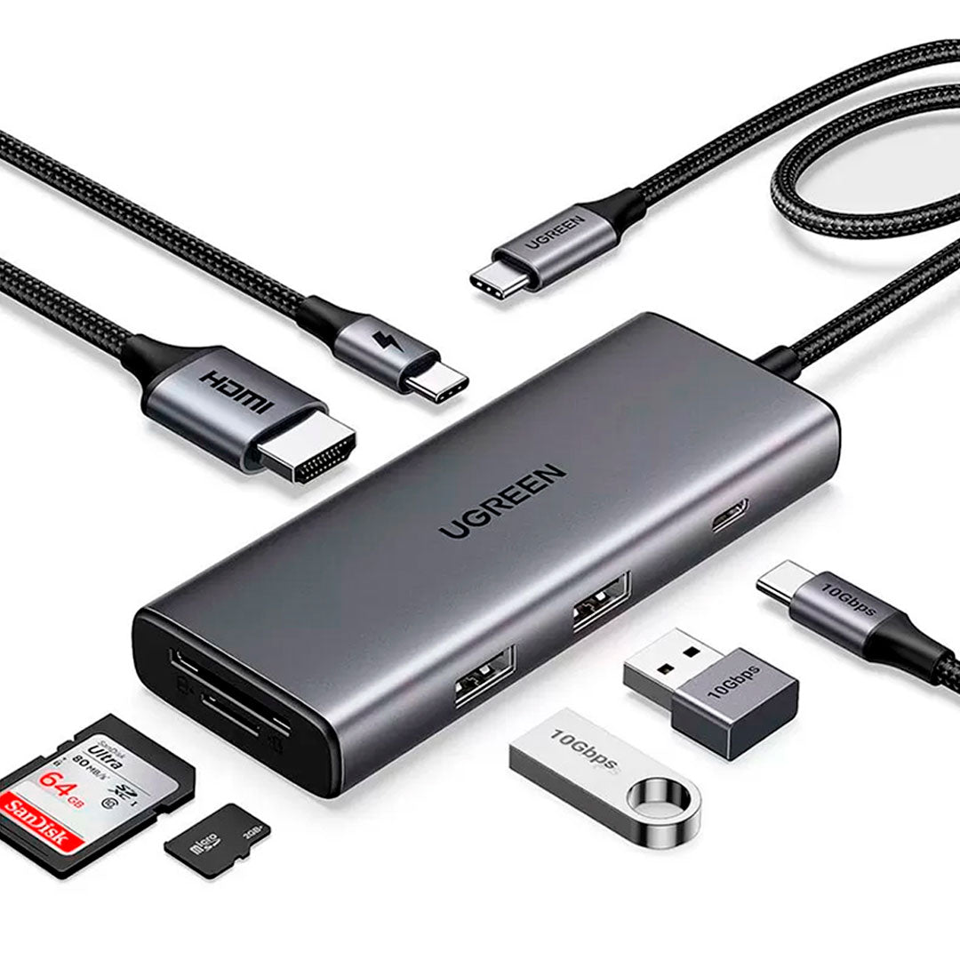 UGREEN CM498 15531 Adaptador HUB USB-C 7 en 1 USB-A USB-C SD TF PD
