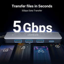 Adaptador HUB USB 3.0 UGREEN CM219 15920 5 em 1, 3 portas USB A 3.0, 1 porta USB C PD, compatível com PC, laptop, consoles, unidade flash USB, etc. 60 cm