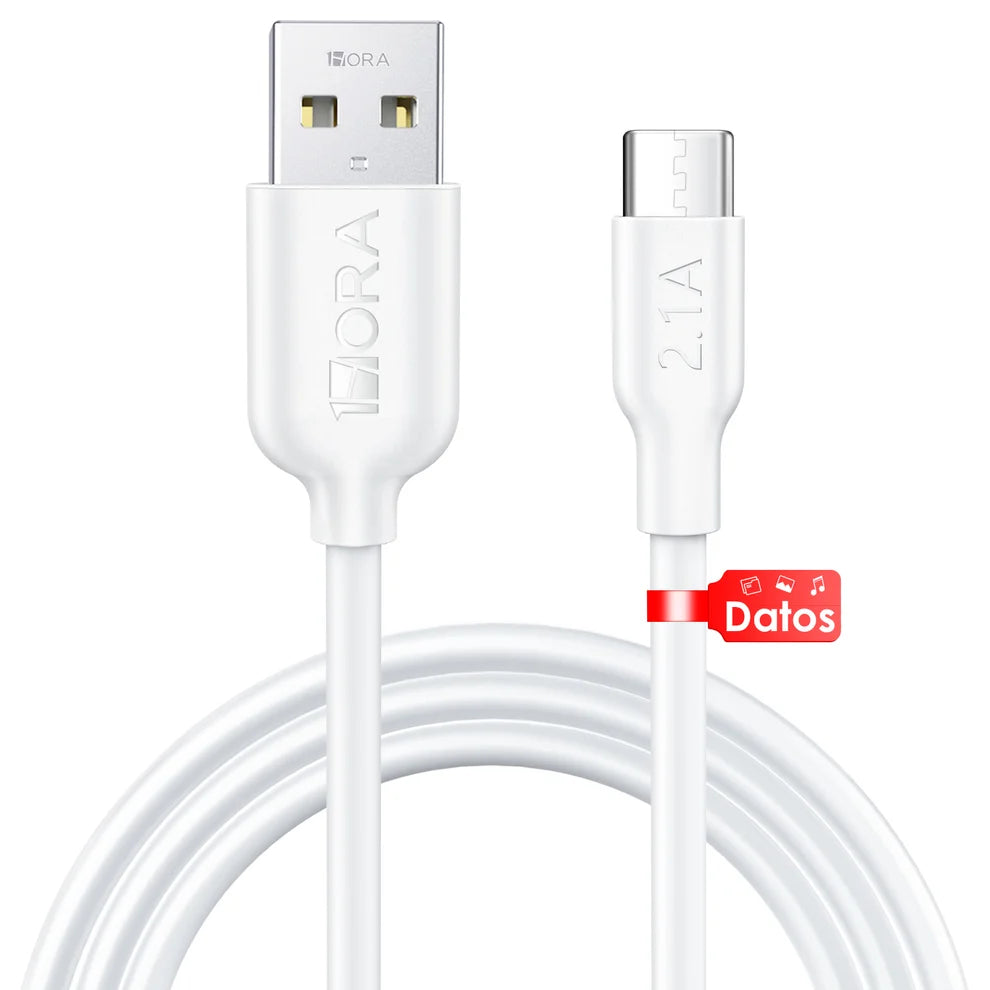 1HORA CAB237-W Cable Tipo USB-A a USB Tipo-C PVC 1M