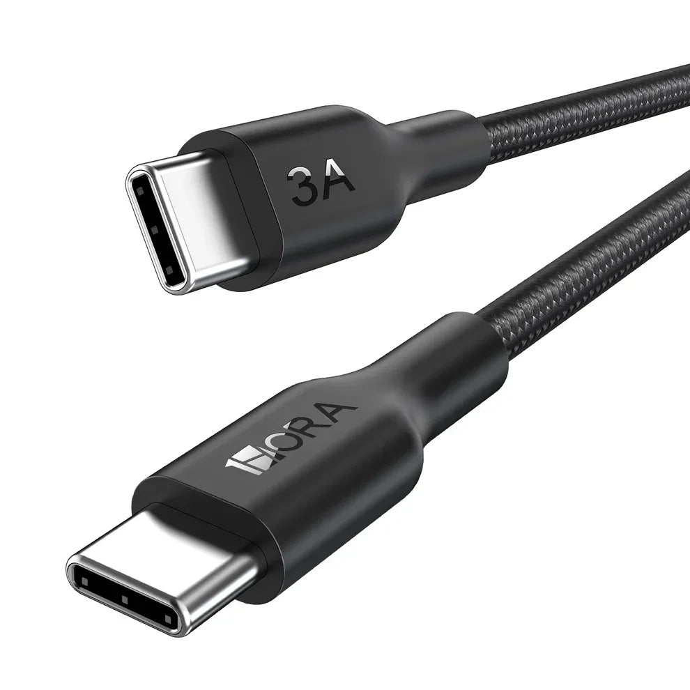 1HORA CAB272-B Cable Trenzado USB Tipo-C a Tipo-C Poliéster 1M
