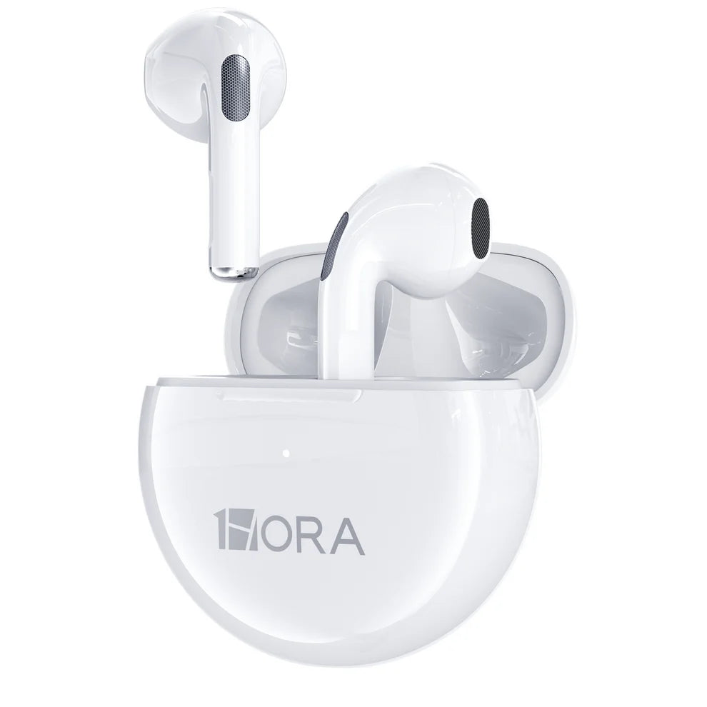 1HORA AUT119-W Auriculares Inalámbricos TWS Bluetooth 5.3 con Estuche Circular LTW-006