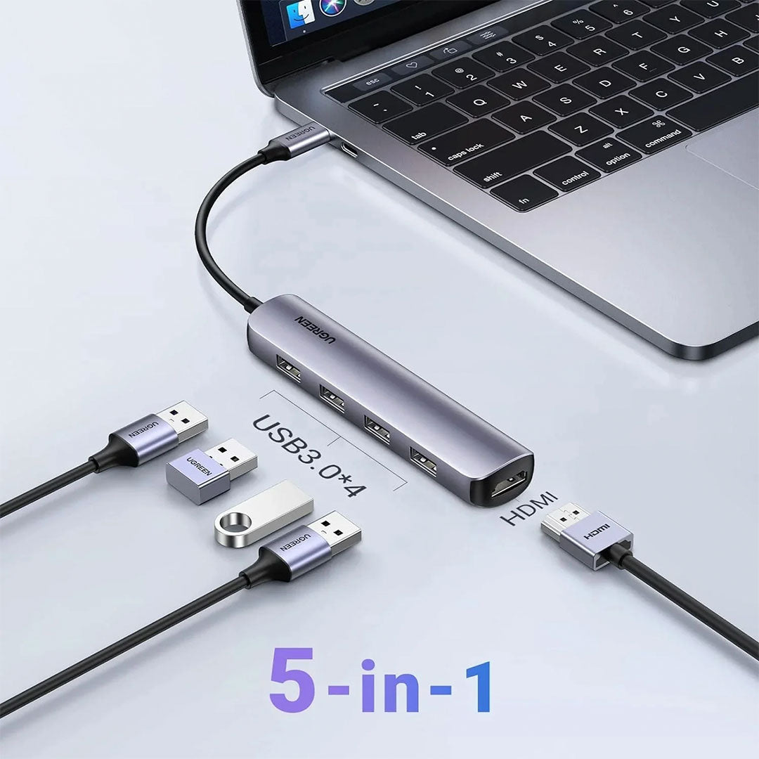 UGREEN CM417 20197 Adaptador HUB 5 en 1 USB-C a 4USB 3.0