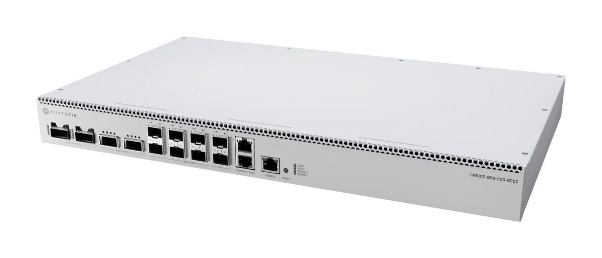 MIKROTIK CRS812-8DS-2DQ-2DDQ-RM CRS812 DDQ Switch 8 Puertos SFP56, 2P Ethernet, 2P QSFP56 200G, 2P QSFP56-DD 400G