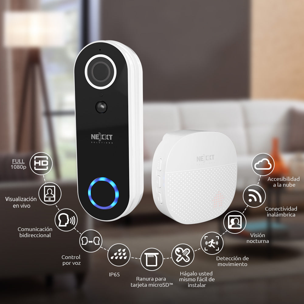 NEXXT SOLUTIONS NHC-D100 Timbre inteligente WIFI Con Cámara Full HD 2MP Alexa