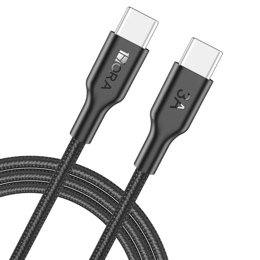 1HORA CAB272-B Cable Trenzado USB Tipo-C a Tipo-C Poliéster 1M