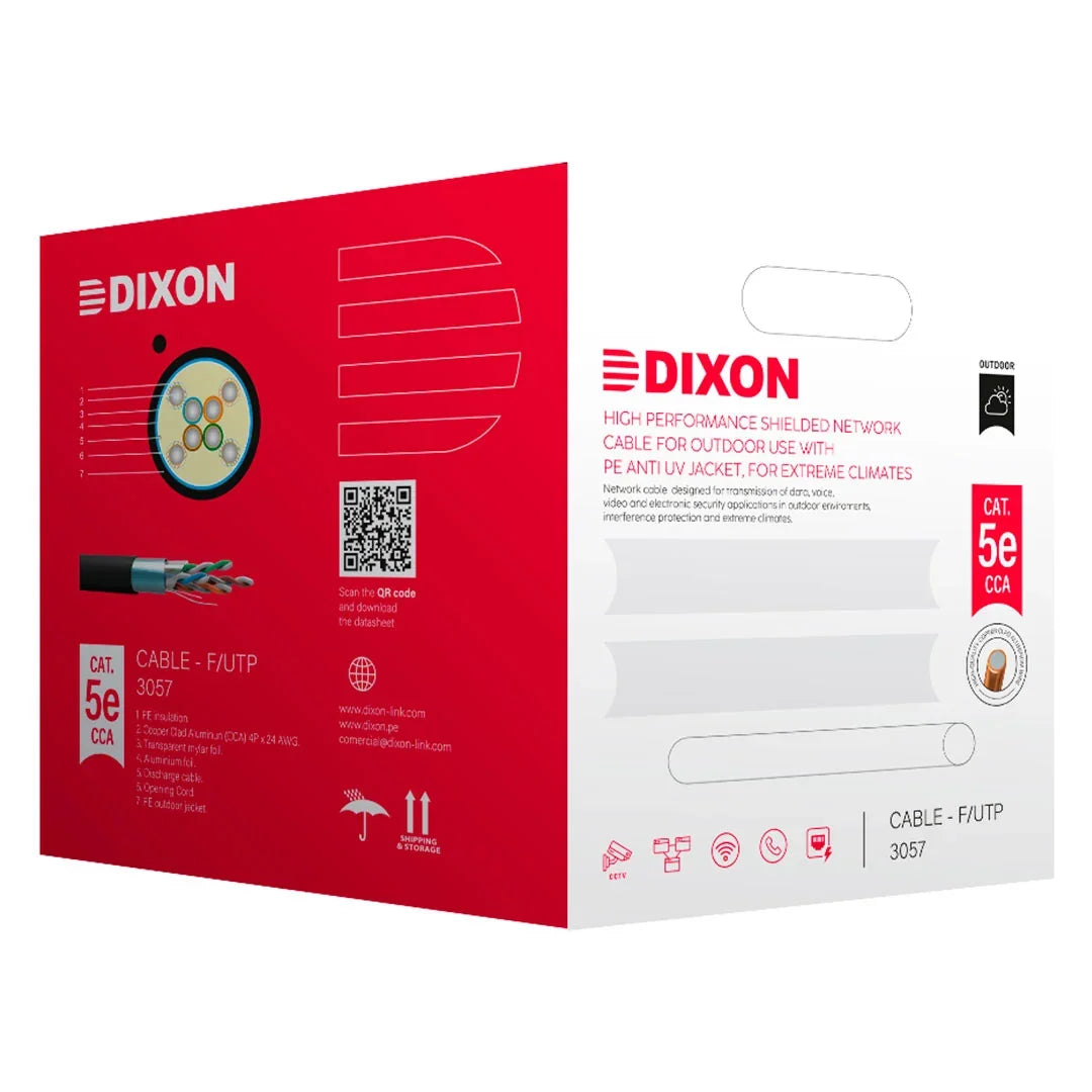 DIXON 3057 Cable F/UTP Cat5e 24AWG CCA Bañado PE Exterior Negro 305m