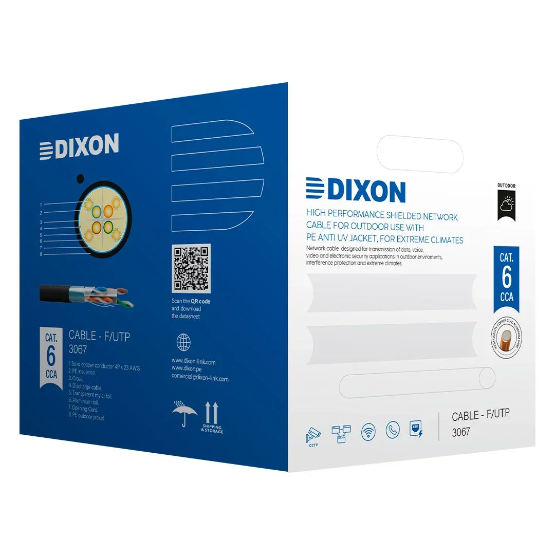 DIXON 3067 Cable F/UTP Cat6 CCA 23AWG PE Exterior Negro 305m