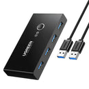 UGREEN US216 30768 4 portas USB 3.0 Switch com 2 pacotes de cabo USB macho para USB fêmea