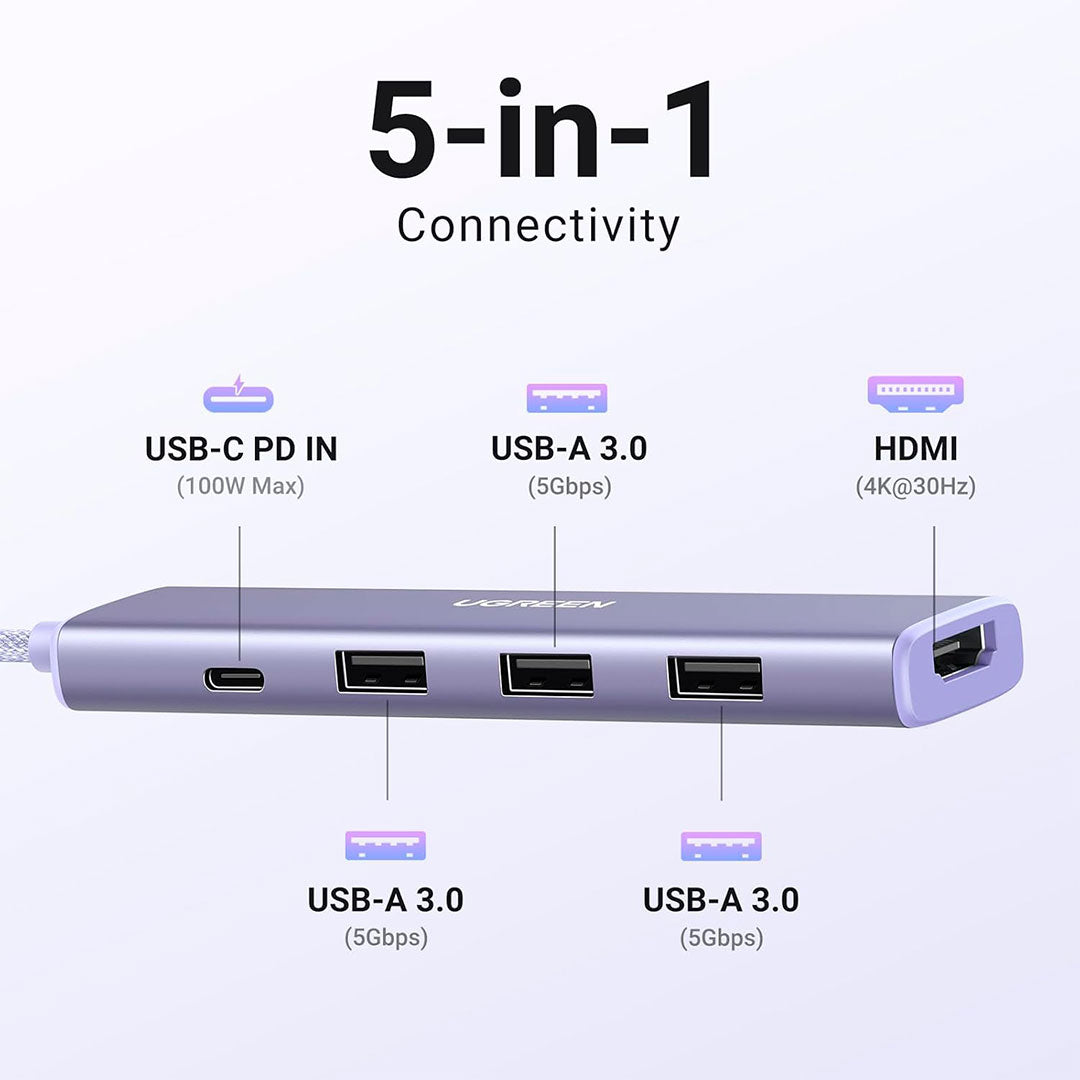 UGREEN CM478 35582 Adaptador HUB USB-C 5 en 1 100W