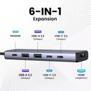 UGREEN CM511 35999 Adaptador USB C HUB 6 em 1, USB-C para HDMI + 2 USB-A 3.2 + 2 USB 3.2 C + PD Power Delivery