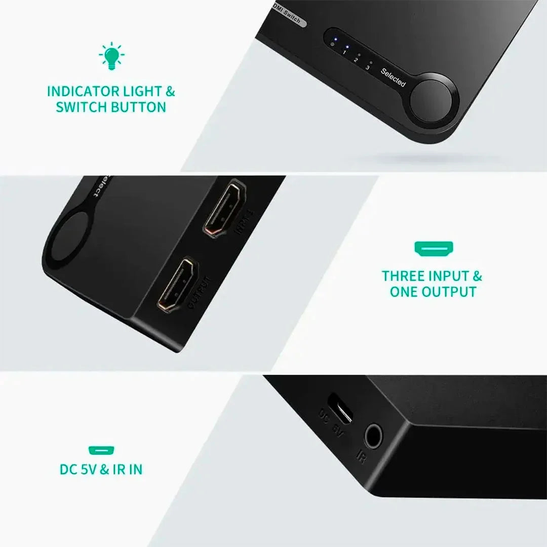 UGREEN 40234 Switch HDMI 4K 3 en 1