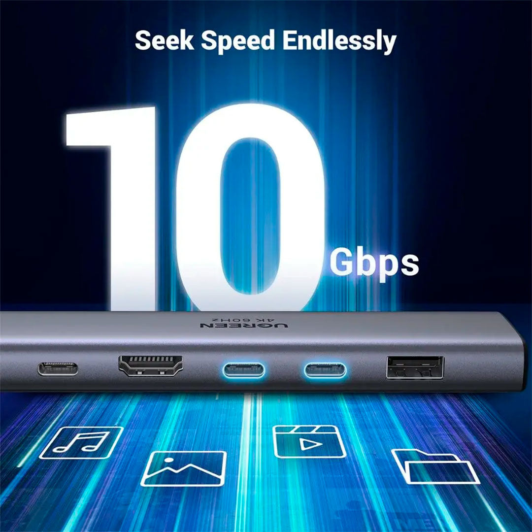 UGREEN CM511 45521 Adaptador HUB USB-C 7 en 1 HDMI 4K