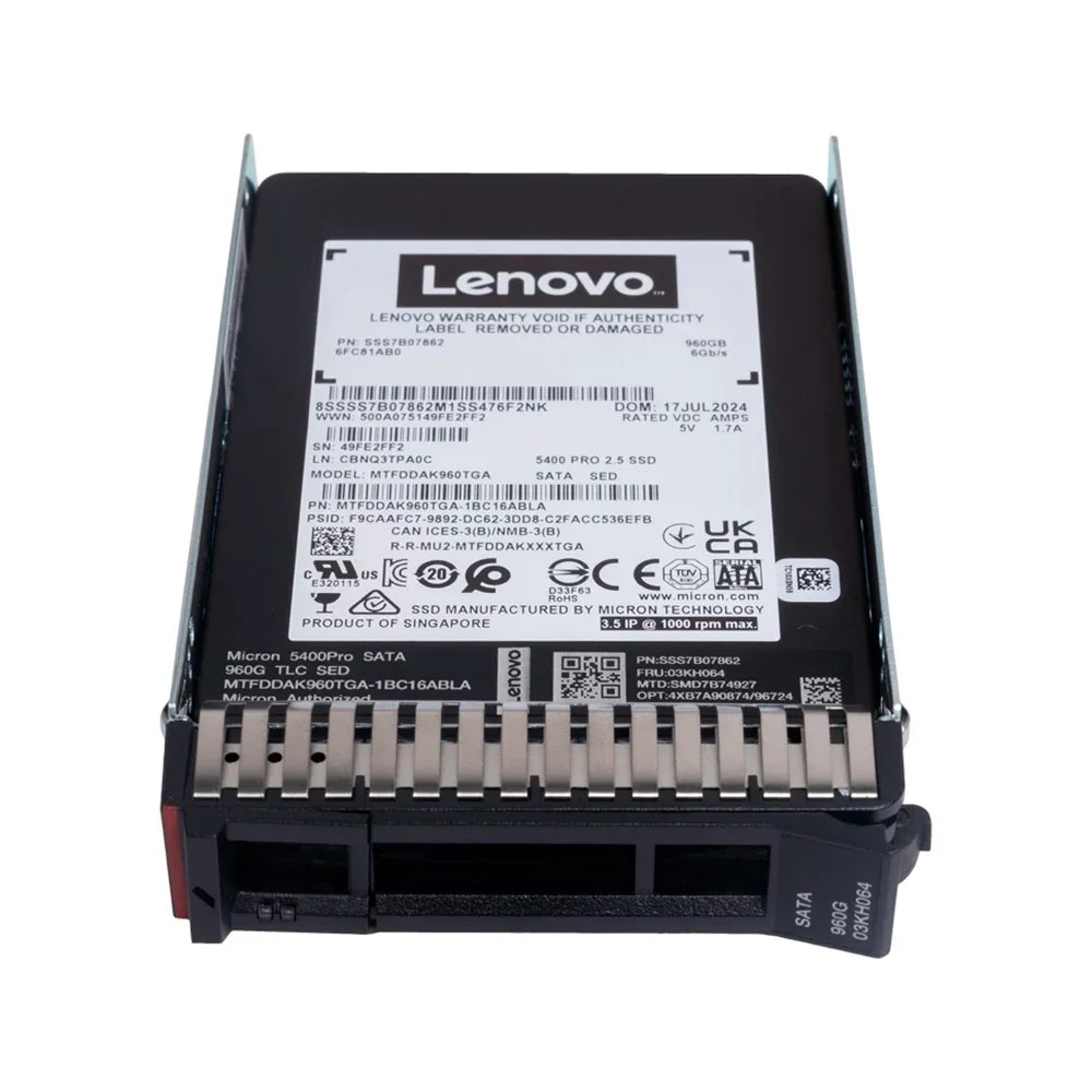 LENOVO ThinkSystem 4XB7A90874 Unidad SSD 960GB 2.5" SATA v2 Lectura Intensiva Hot Swap