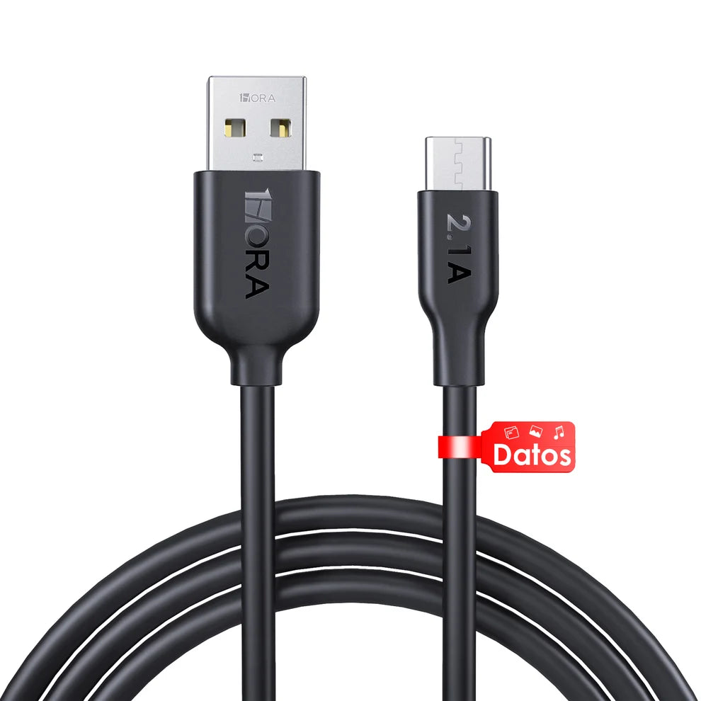 1HORA CAB237-B Cable Tipo USB-A a USB Tipo-C PVC 1M