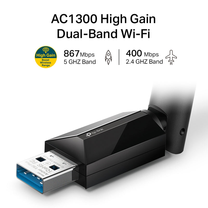 TP-LINK ARCHER T3U PLUS, AC1300 Adaptador USB inalámbrico WIFI 5 Doble banda