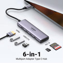 Adaptador UGREEN CM511 60383 6 em 1 USB-C HUB, HDMI 4K a 60 Hz, USB 3.0, leitor de cartão SD/TF