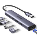 Adaptador HUB UGREEN CM260 60554 5 em 1, Ethernet, USB 3.0, USB A, compatível com Mac OS, Windows e Chrome OS
