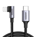 Cabo MFI UGREEN US305 60763 em ângulo reto com conector USB tipo C lateral x 1 mt