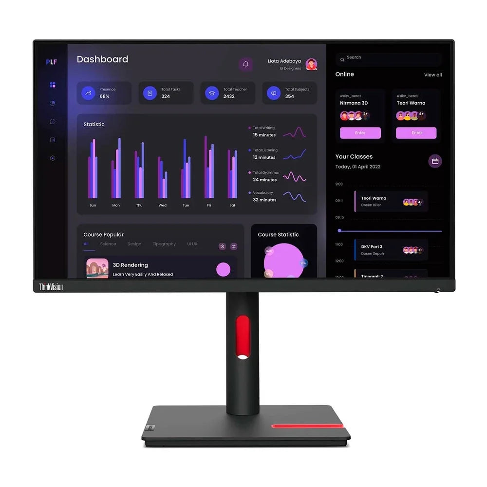 LENOVO ThinkVision T24i-30 Monitor T24i-30 23.8"" WLED IPS 1 x HDMI 1 x Displayport 1 x VGA 63CFMAR1LA