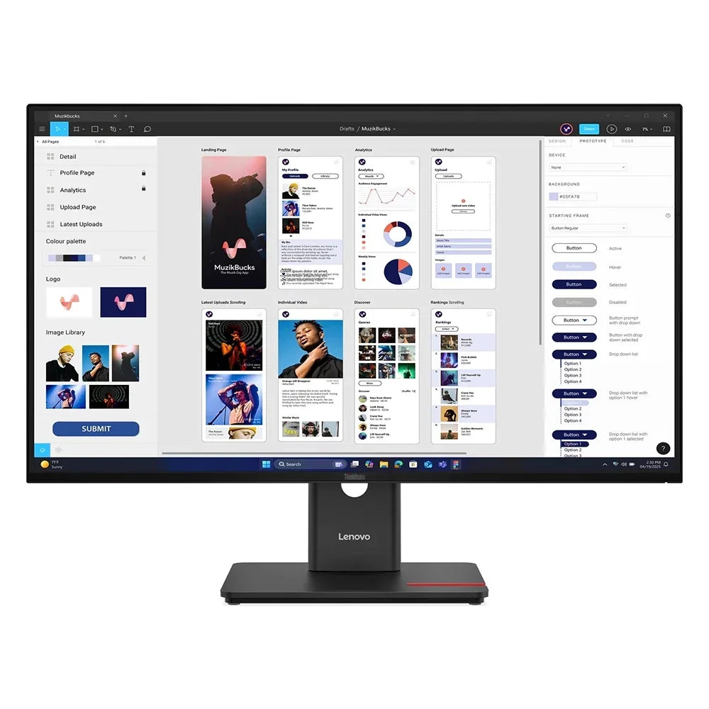 LENOVO 64B0ZAR1LA Monitor Plano ThinkVision T32UD-40 31.5" WLED UHD IPS HDMI DP USB-C