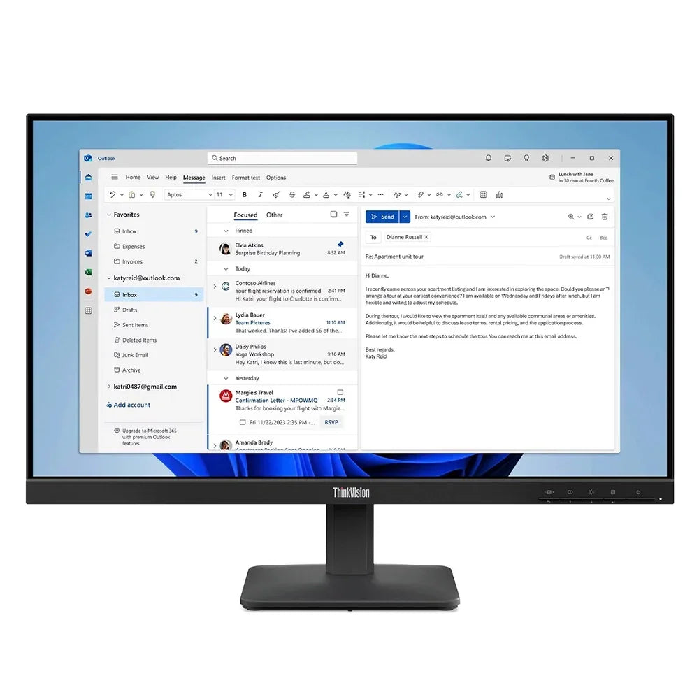 LENOVO ThinkVision S24-4e Monitor Plano 23.8" Resolución 1920x1080 WLED 64B5KAR1LA