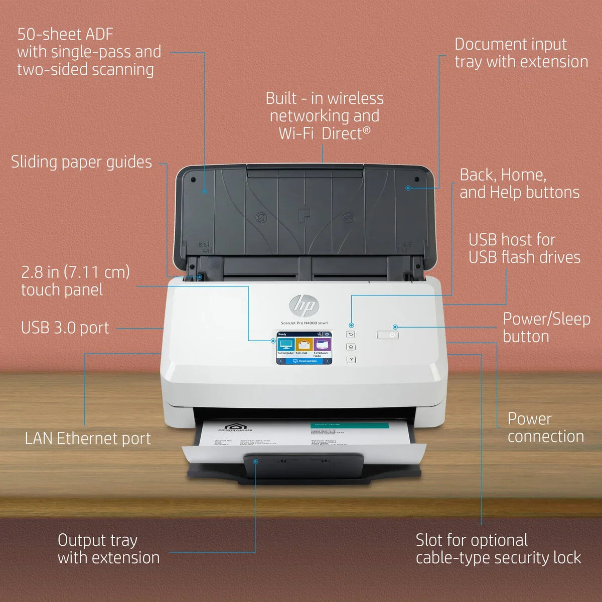 HP 6FW08A#AKV ESCANER HP SCANJET PRO N4000