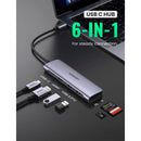 UGREEN CM195 70411 6 em 1 USB C HUB Adaptador Dongle para HDMI 4K, 2 portas USB 3.0, leitor de cartão SD TF