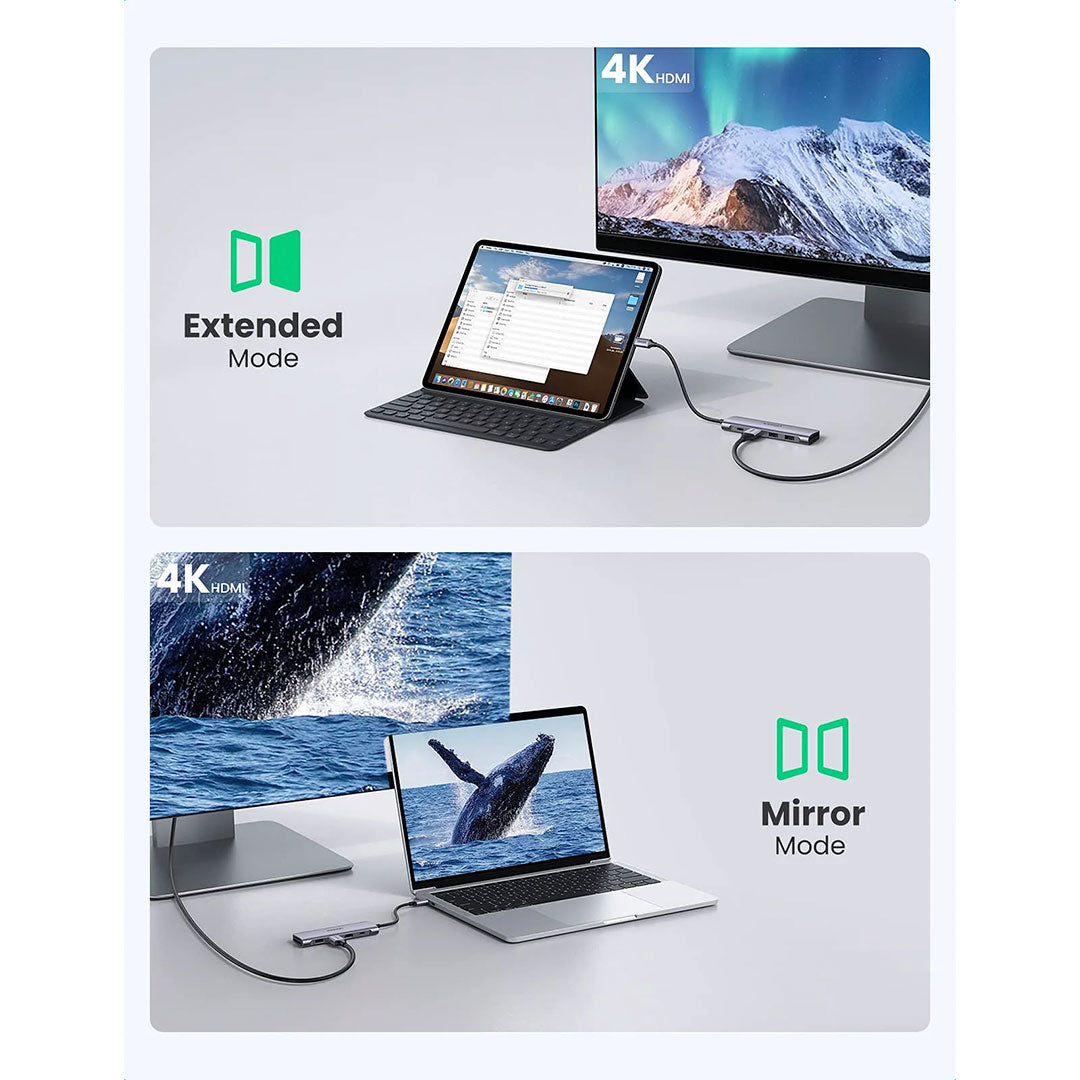 UGREEN CM195 70411 Adaptador HUB USB-C 6 en 1 HDMI 4K 2USB 3.0 SD TF