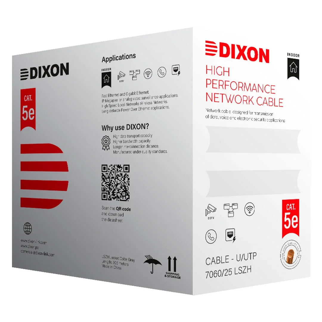 DIXON 7060/25 LSZH Cable UTP Cat5e Cobre 25WG Gris 305m