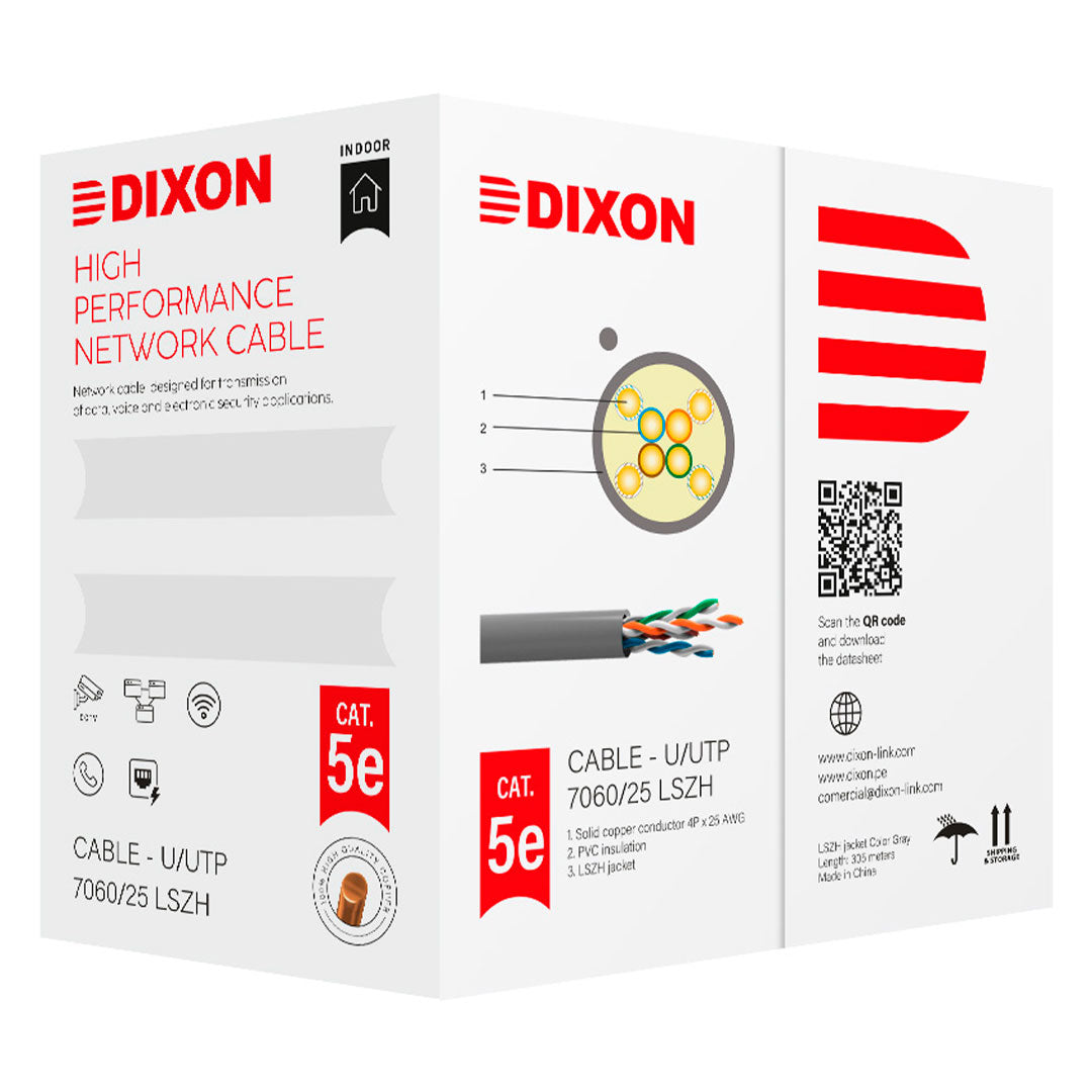 DIXON 7060/25 LSZH Cable UTP Cat5e Cobre 25WG Gris 305m