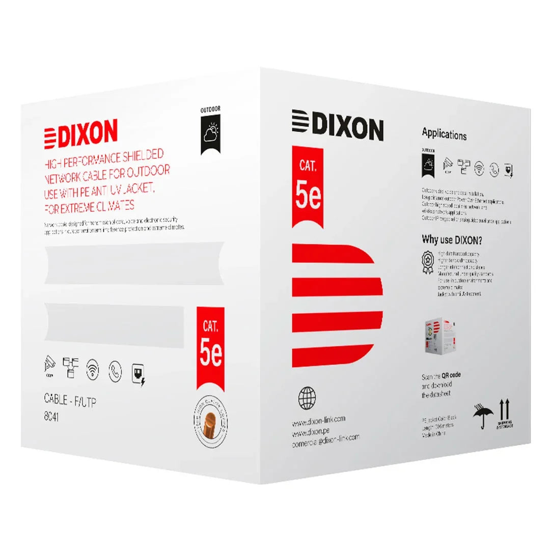 DIXON 8041 Cable F/UTP Cat5E Cobre 24AWG PE UV Exterior Negro 305m