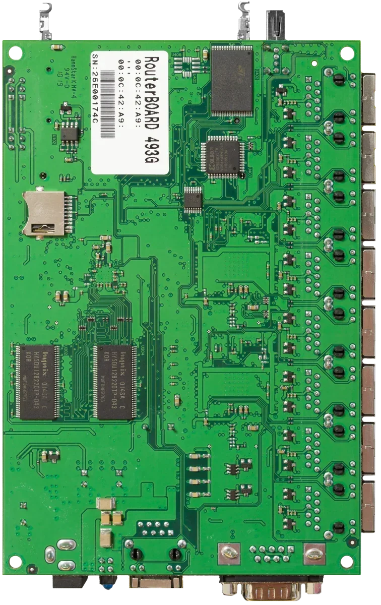 MIKROTIK RB493G Tarjeta de Red 680MHz 256MB 9 Puertos Gigabit Ethernet RouterOS L5