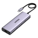 Adaptador HUB UGREEN CM490 90119 9 em 1, USB-C, 2x USB-A 3.0, USB-A 2.0, 2x HDMI 4K/60Hz, SD/TF, RJ45