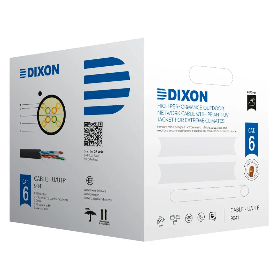 DIXON 9041 Cable UTP Cat6 Cobre 23AWG PE Exterior Negro 305m