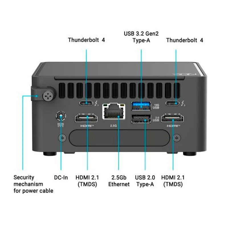 ASUS 90AR00Q2-M00250 Barebone NUC 15 Pro Core 7-240H 2.5-5.2GHz, 10 Nucleos 24MB Smart Cache