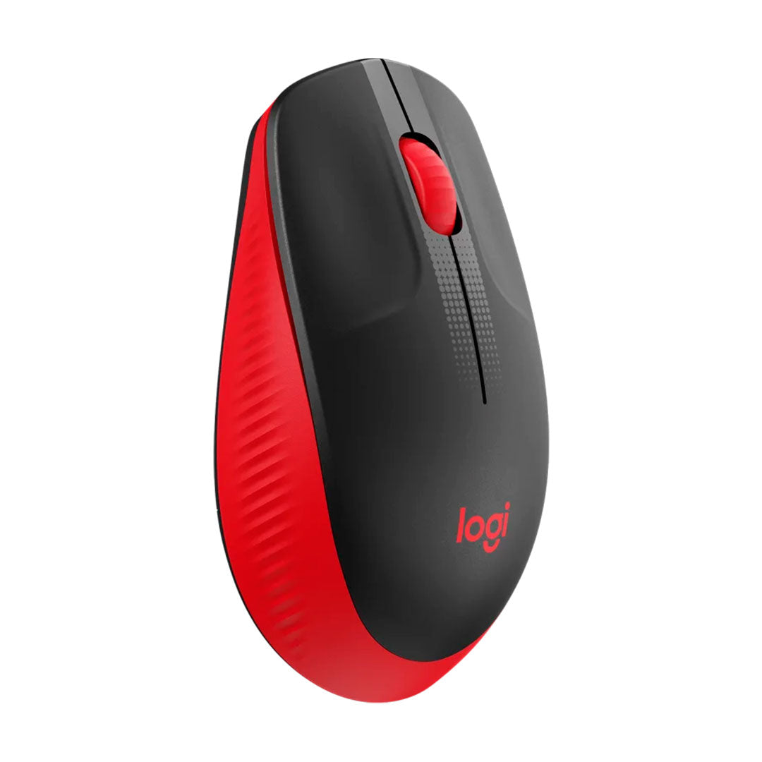 LOGITECH M190 Mouse inalámbrico Negro con Rojo, USB, 1000 dpi, 910-005904