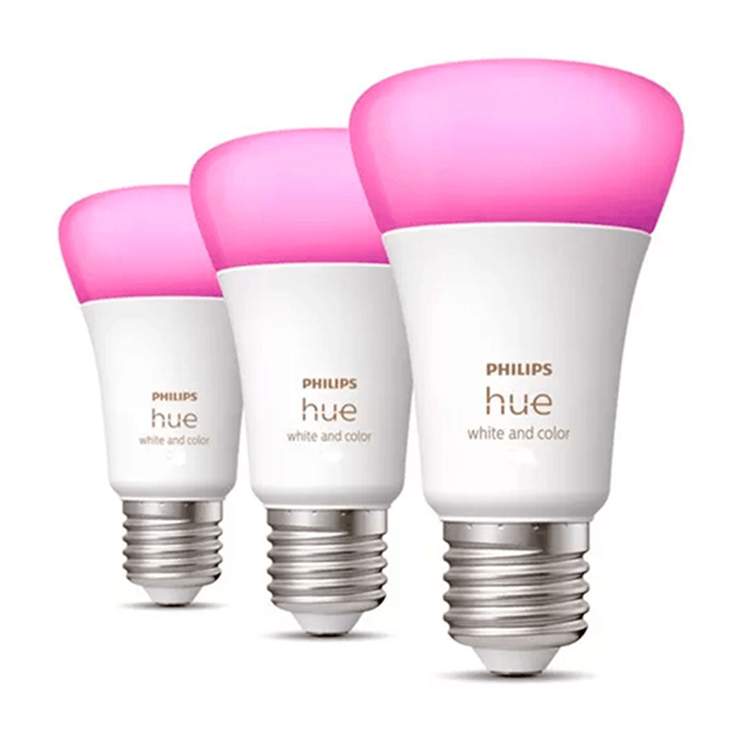 PHILIPS HUE Kit 3 Focos Bombilla Smart RGB A60 E27 9W Inc Controlador Bridge 929002261501