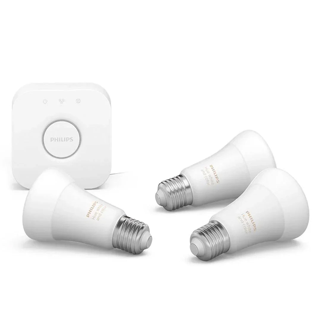 PHILIPS HUE Kit 3 Focos Bombilla Smart RGB A60 E27 9W Inc Controlador Bridge 929002261501