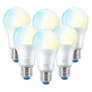 WIZ Pack of 6 Smart Wifi Indoor Bulb 8W A60 E27, White, 806 Lumens, 25000 Hours, 929002383512