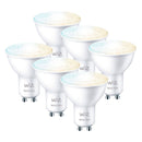 WIZ Pack 6 Lâmpada LED Inteligente Branca 4,9 W, 400 Lúmens, GU10, PAR16, Alexa, Siri 929002448312
