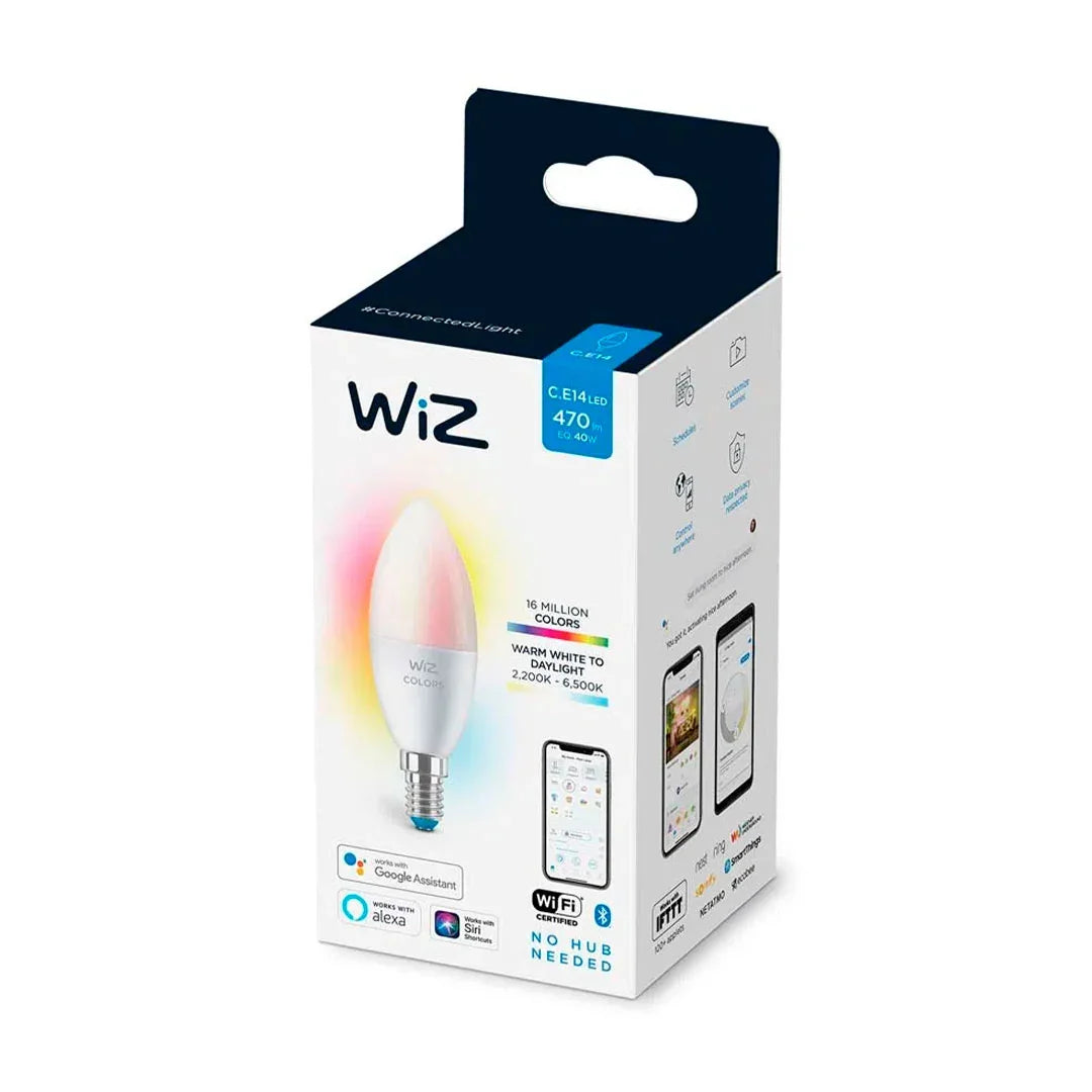 WIZ Foco Vela WIFI inteligente C37, E14, RGB, 4.9w, multicolor, 470 lúmenes, 15000 horas 929002448812