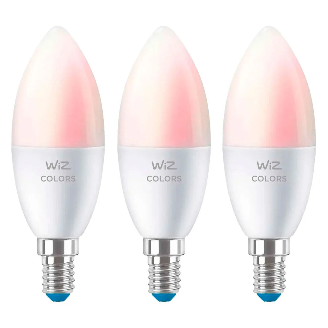 WIZ PACK-3 Foco Vela WIFI inteligente C37, E14, RGB, 4.9w, multicolor, 470 lúmenes, 15000 horas 929002448812