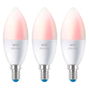 Pacote WIZ de 3 lâmpadas LED inteligentes tipo vela C37, E14 Wifi, 4,9 W, multicoloridas, 470 lúmens, 15.000 horas, 929002448812