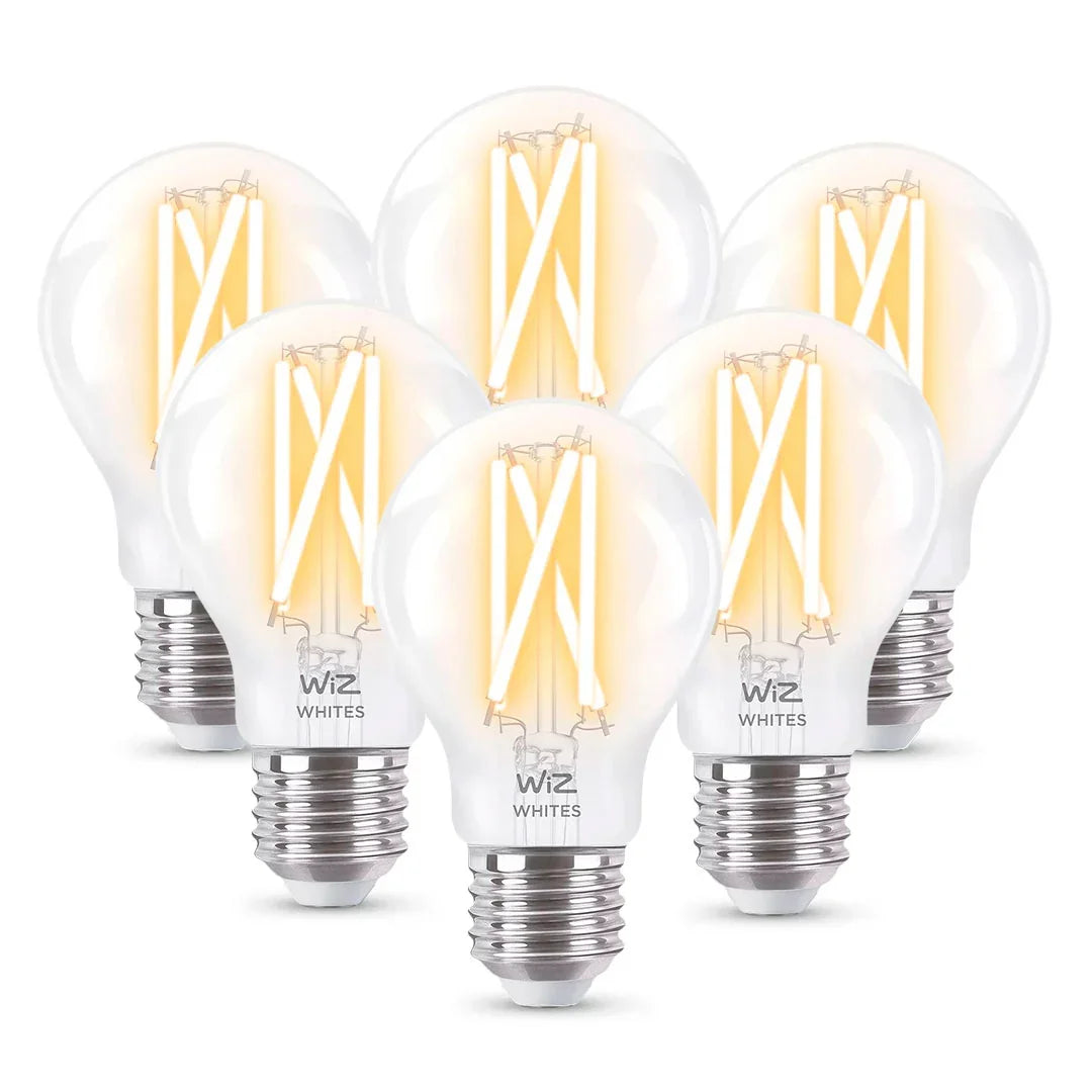 WIZ PACK-6 Foco de Filamento Inteligente A60 E27 Luz Blanca Cálida y Fría 7W 806Lúmenes