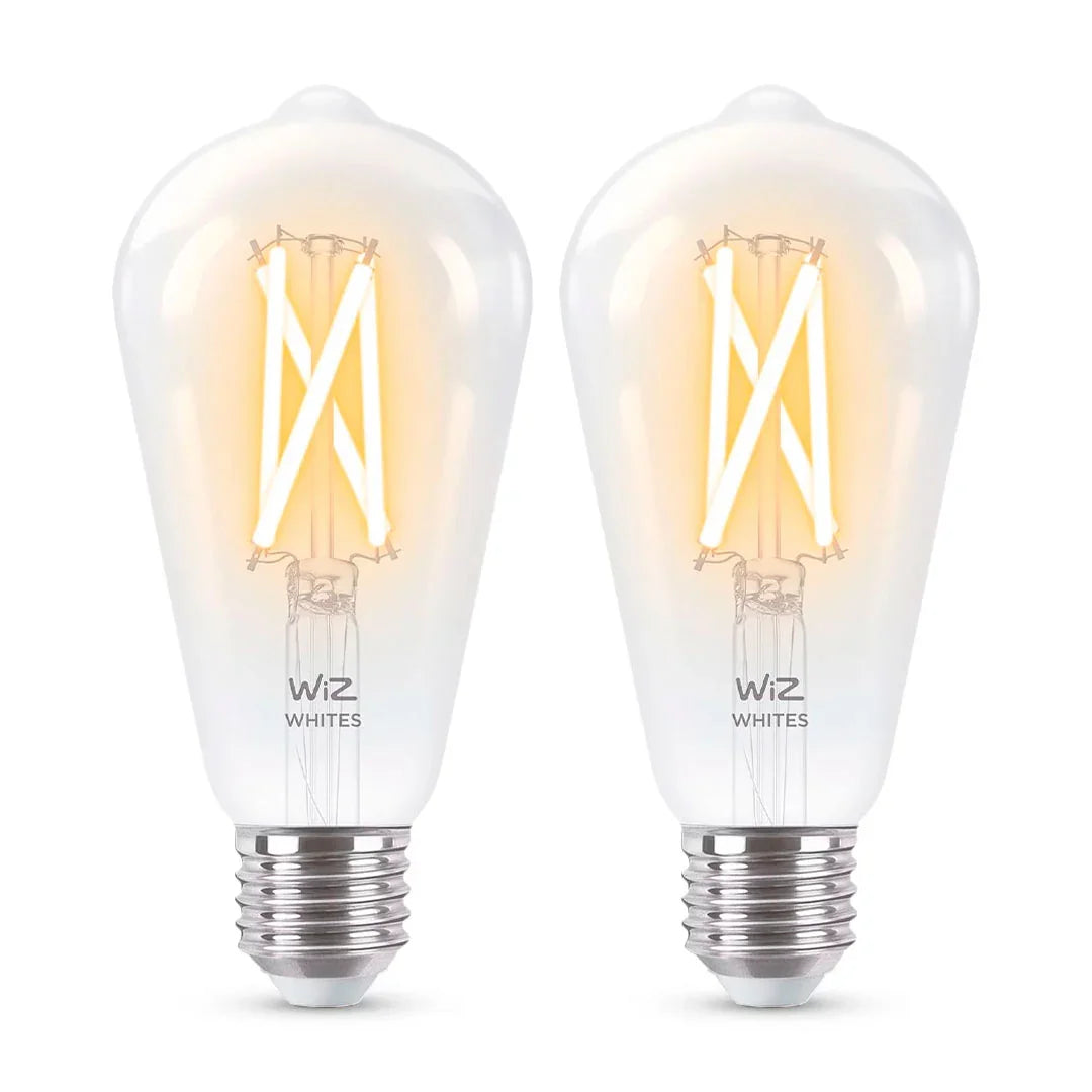 WIZ PACK-2 Foco de Filamento Inteligente ST64 E27 7W Luz Blanca Cálida y Fría 806Lúmenes