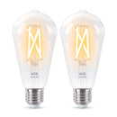 WIZ Pack 2 Lâmpada de filamento transparente inteligente de 7 W, ST64 E27, 806 lúmens, luz branca quente e fria 929003018612